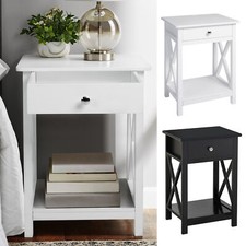 1 Drawer Wooden Side Table End Telephone Table Bedside Table Storage Shelf Stand