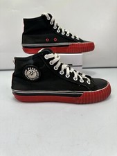 PF Flyers Center Hi Top Shoes Black Canvas Red Mens Size 5 Woman’s 6.5 *read