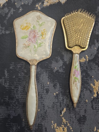 Vintage brass vanity set hand - vanity,