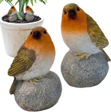 2x Red Breast Robin Garden