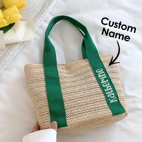 Personalized straw tote - straw,