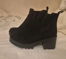 Swede Look Black Ankle Boots Size 7
