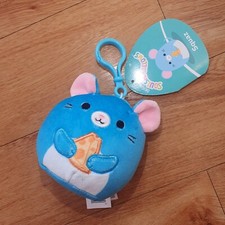 Squishmallows Squaz Blue Mouse With Cheese 8cm Clip US import Plush  Keyring 