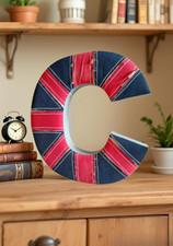 Union Jack Wood Letter C Alphabet United Kingdom Flag Decoration Home Accessorie