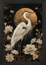 Heron Kintsugi Art Framed Wall