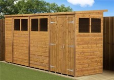 Empire Pent Garden Shed Wooden Shiplap Tongue & Groove 14X4 14ft x 4ft Double Do