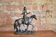 Veronese Native American Indian On Horseback Cold Cast Bronze Statue Ornament (k