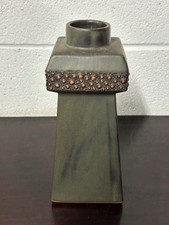 1970s Mid Century Modernist Pottery Chimney Shaped Vase - Unusual Design