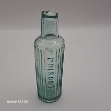 Scarce Victorian Circular Poisonous Ribbed Poison Bottle c1900
