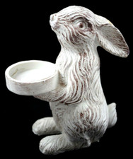 Special SITTING HARE Display in Plaster Casting With FEEDING TRAY / WATER BOWL