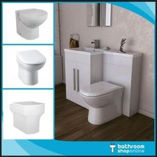White L Shape Bathroom Furniture Suite BTW Toilet Vanity WC Unit Resin Basin 