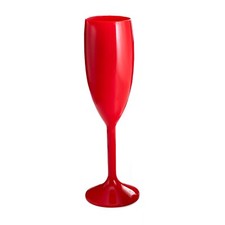 Red Champagne Plastic Flutes Reusable 165ml Prosecco Glasses Washable