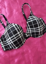 LA SENZA  Black/ White check underwired/padded  Bra 34C BNWOT