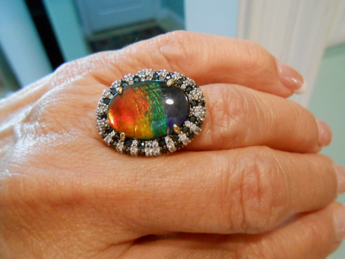 Canadian ammolite ring - canadian, 18