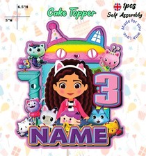 Personalised Cute Gabby's Doll House Cake Topper Gabbys Birthday Decorations New