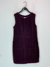 Mistral Purple Solid Corduroy Dress Short Pinafore Sleeveless Pockets UK12