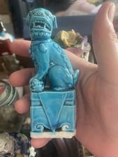 Vintage Chinese Turquoise Blue Ceramic Foo Dog Asian decorative ornament China 