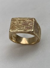 9ct Gold Modernist Textured Signet Ring, 1970s, Heavy