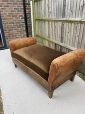 Vintage French Art Deco Leather Daybed 