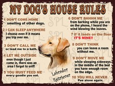 Labrador Retriever My Dog's House Rules Retro Metal Tin Sign Plaque Gift