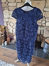 Lipsy ViP Crochet Lined Dress Navy Size 8 Great Condition