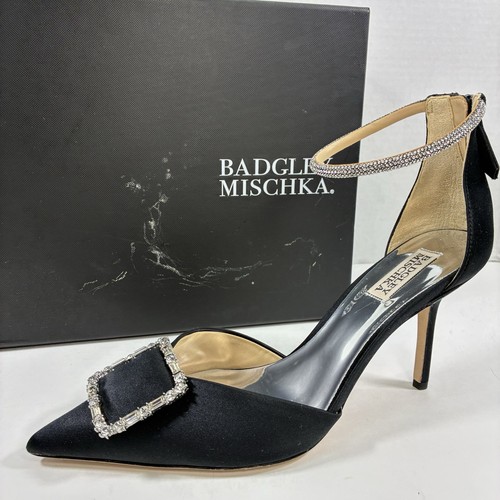 Badgley mischka black satin - black,