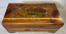 VTG Cedar Wood Folk Art Box