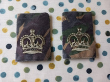 British Army Woodland SERGEANT MAJOR Crown Rank Slides / Epaulettes