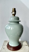 Chinese Ginger Jar Lamp Celadon Glaze Vintage Oriental Eastern Lamp Pat Tested