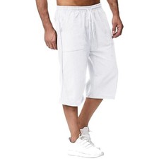 Mens Cotton Linen 3/4 Length