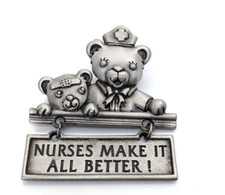 JJ Pewter Nurses Make It All Better Two Piece Brooch