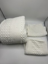 John Lewis Large Waffle Stripe Duvet Cover Set White Double 