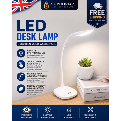 Led flexible touch desk light - led,