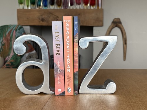 Silver metal bookends - silver, z