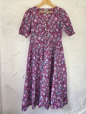 Vintage Laura Ashley Size 10 Floral Weekend Tea Dress Buttons Puff Sleeves