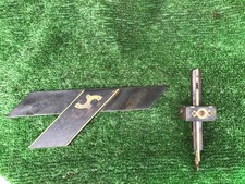 Carpenters Ebony And Brass Marking Gauge / Set Square.