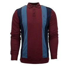 Gabicci Vintage Long Sleeve Polo Shirt. Men's. Merlot Red