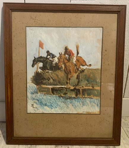 Vintage horse racing oil - horse,