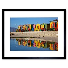 Bright Beach Huts Seaside Photo Art Print Frame Framed Poster Art Gift 12x16"