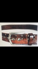 ENERGIE studded Brown Leather And Suede Belt Made In Italy