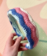 Crochet Knit Knitted Alice Hair Headband - Pink Blue - Boho Zara Free People