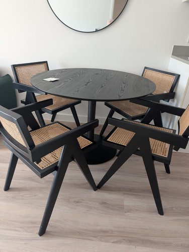 Round black wood - black, dining