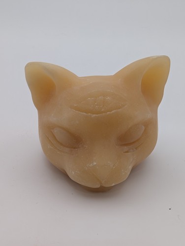 Carved stone 3rd eye cat - stone,