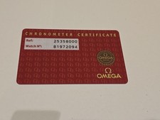 Omega Chronometer Card - Genuine Omega Card