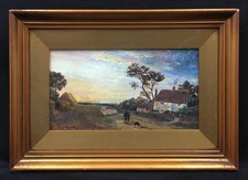 Early 20th Century English School Oil On Board Rural Landscape Painting.