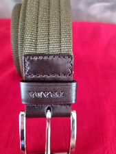 PRADA Canvas /Leather Square Buckle Belt in Green/Khaki  One size 1m