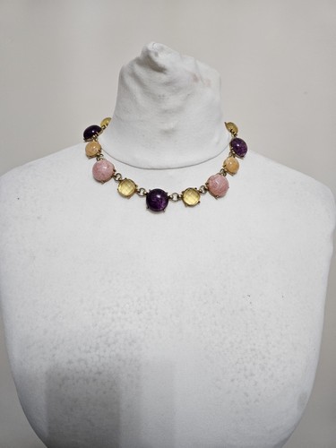 Vtg 80s choker necklace gold - choker,