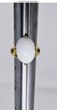 vintage 1967 CROWN TRIFARI gold-plated dome ring with white lucite cabochon