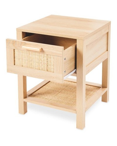Bedside table rattan effect - table,
