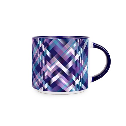 Purple tartan ceramic mug - ceramic,